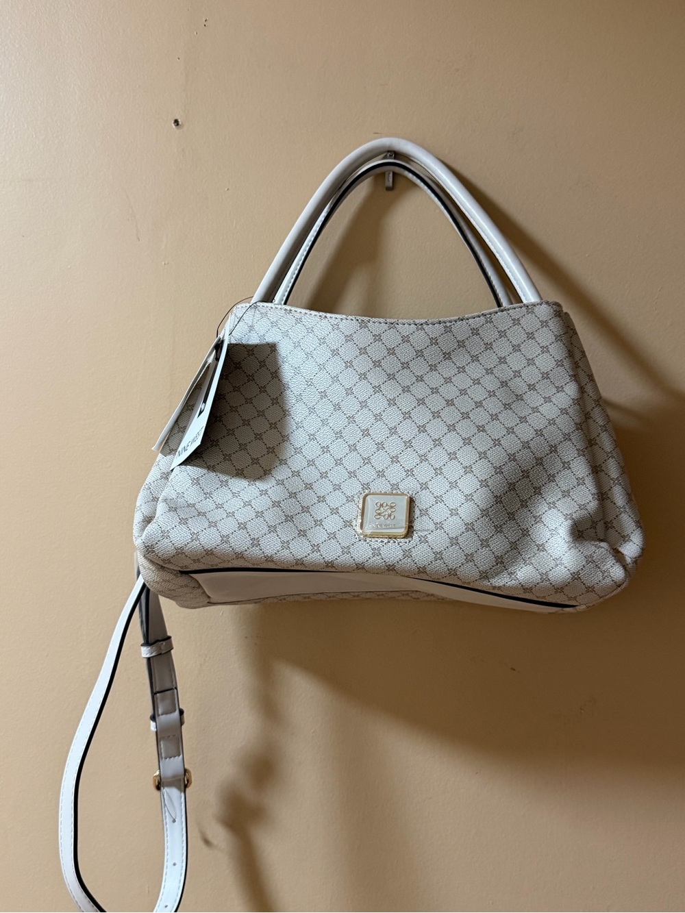 Nine West Dorsey Satchel Bag Mushroom Logo Milk NWT